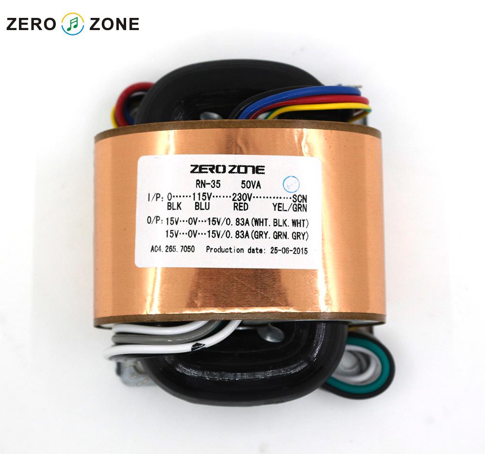 ZEROZONE 115V/ 230V 50W (50VA) Dual 15V / 0.83A R-type Transformer With Copper Foil Shield