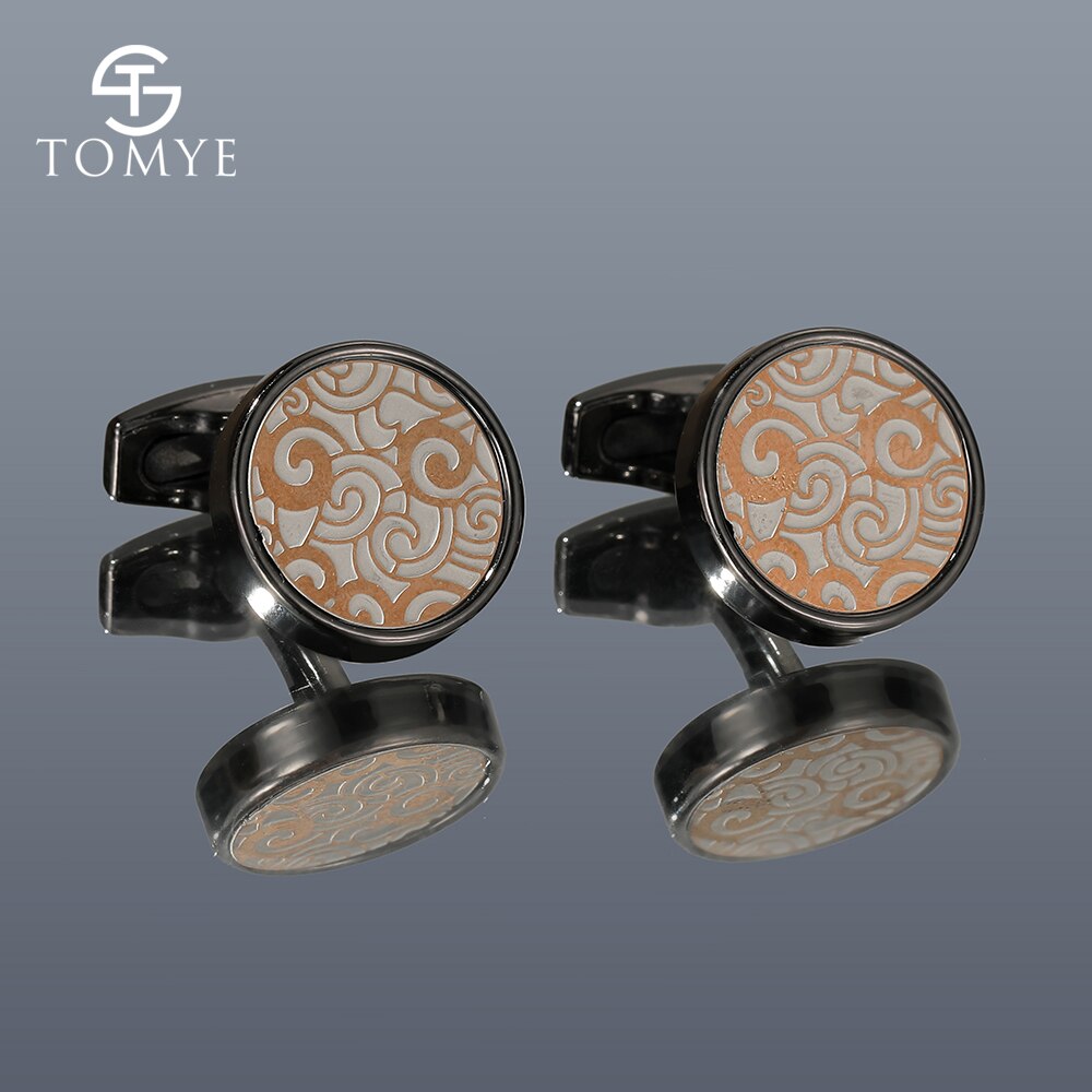 Cufflinks for Men TOMYE XK20S044 Round Decorative Pattern Metal Shirt Cuff Links for