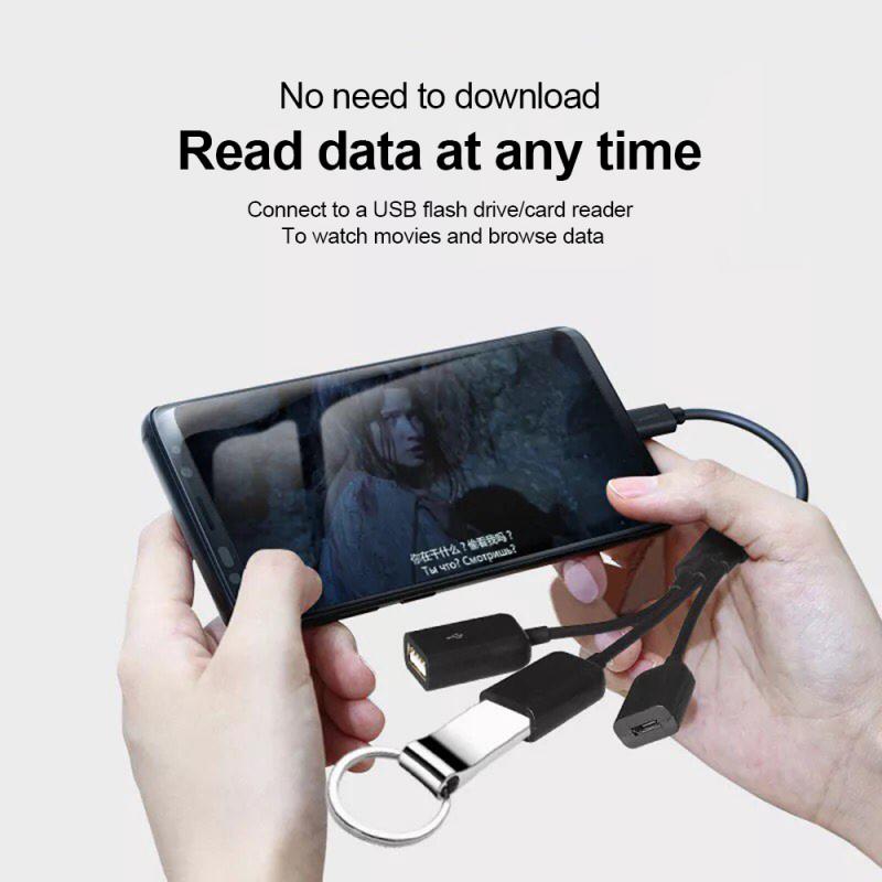 3 In 1 OTG Micro USB Maschio A 2 Adattatore USB Femmina 1 MicroUSB Per Android Tablet