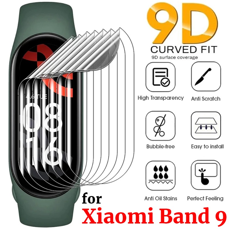 10–5 Stück Smartwatch-Hydrogel-Folie für Xiaomi Mi Band 9, weiche TPU-Displayschutzfolien mit vollständiger Abdeckung für Miband 9 HD klar Startseite-Folien
