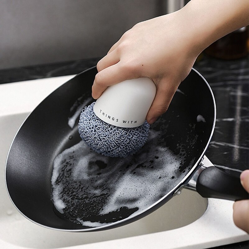 Køkken husholdning opvask vaskekande børste pande rengøring børste stål kugle rengøring kugle værktøj