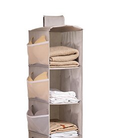 Multi Layer Wardrobe Closet Organizer Shelf Hanging Shelf Non-woven Fabric Foldable Bra Clothes Storage Rack Holder Organiser: Gray Three layers