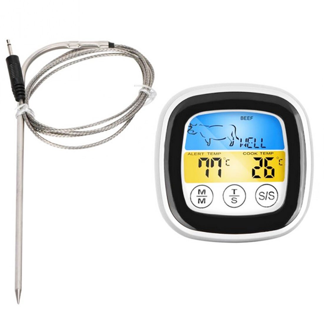 Thermo Pro Digital Thermometer for Oven Digital Lcd Display Probe Food Thermometer Timer Cooking Kitchen Bbq Meat