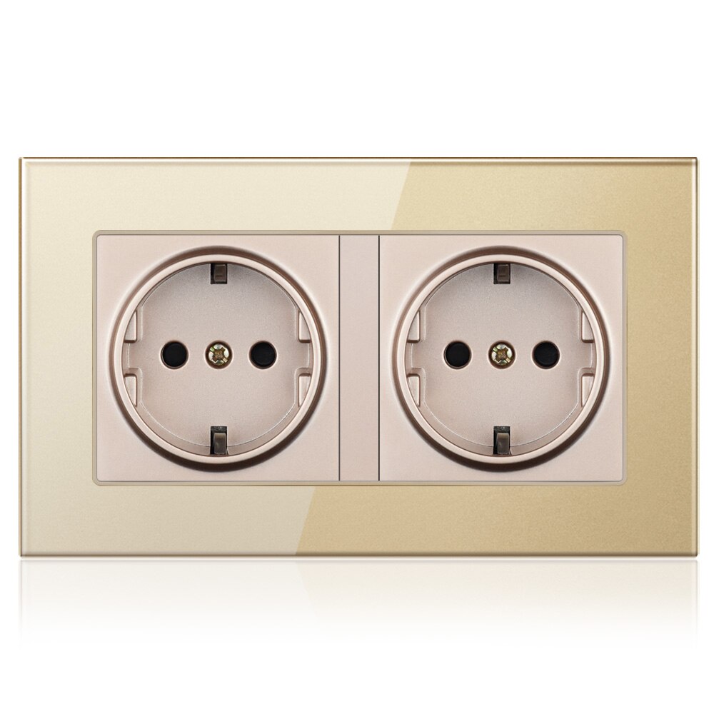 Stopcontact eu duitsland dubbele stopcontacten frame 16a 220v kristalglaspaneel duitsland ingebed voor romantische thuiskantoordecoratie
