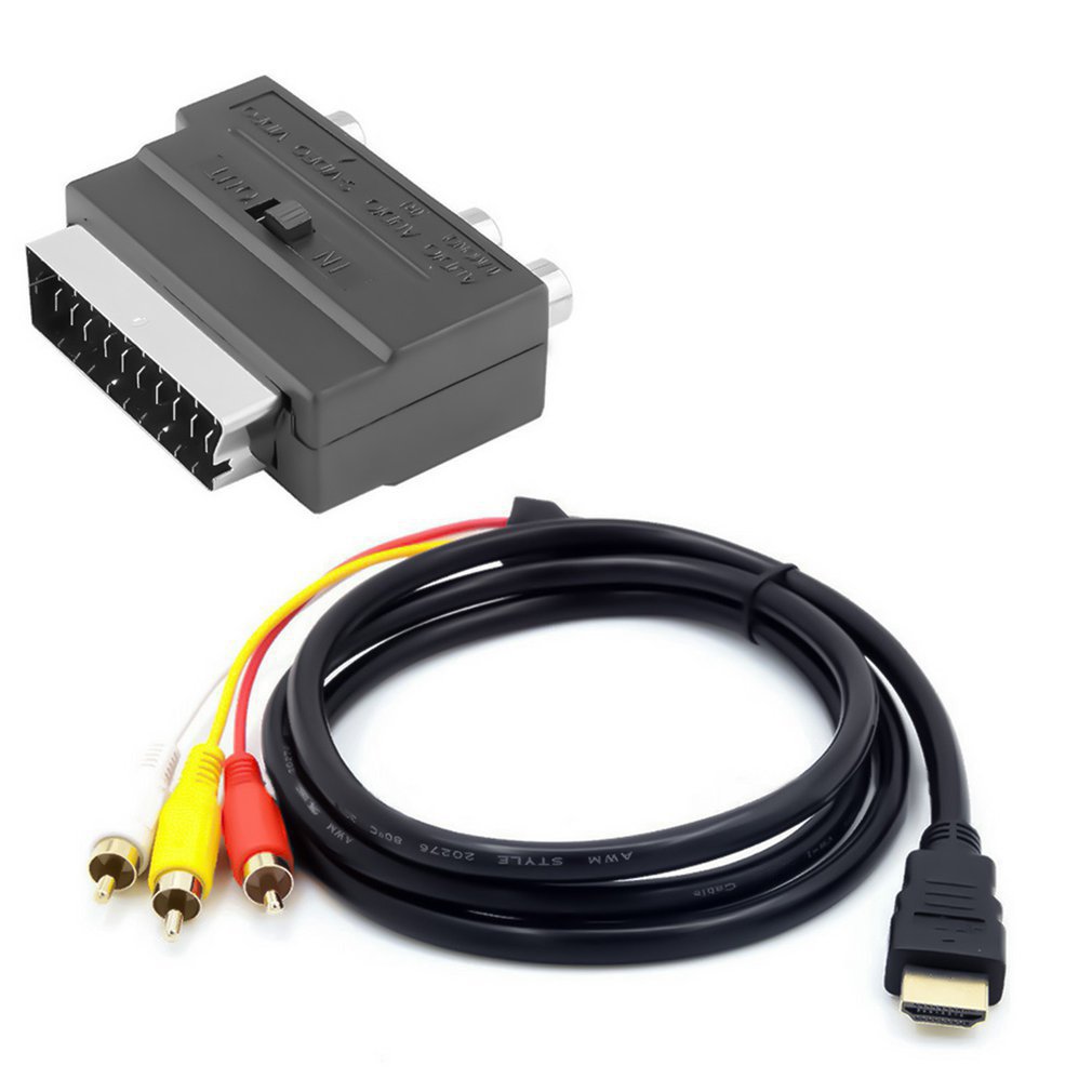 Hdmi-Compatibel 3Rca Scart Twee-In-een Ad Ter Kabel 1.5M Hdmi-Compatibel Mannelijke S-Video Naar 3 Rca Av Audio Kabel 3