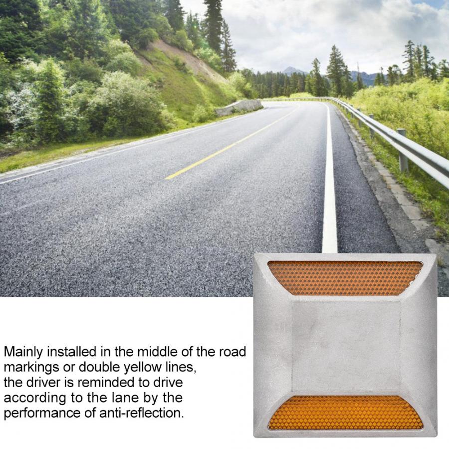 Traffic Light 2-Sided Reflector Road Pavement Marker, Road Reflector Aluminum Rectangle Reflector with LED, Emergency