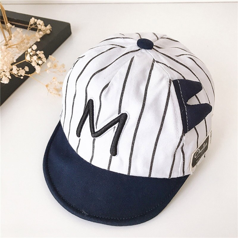 Primavera Verano gorro niño algodón carta a rayas bebé gorra de béisbol ajustable Niño sombrero bebé niño infantil playa tapa 1-2Y: black