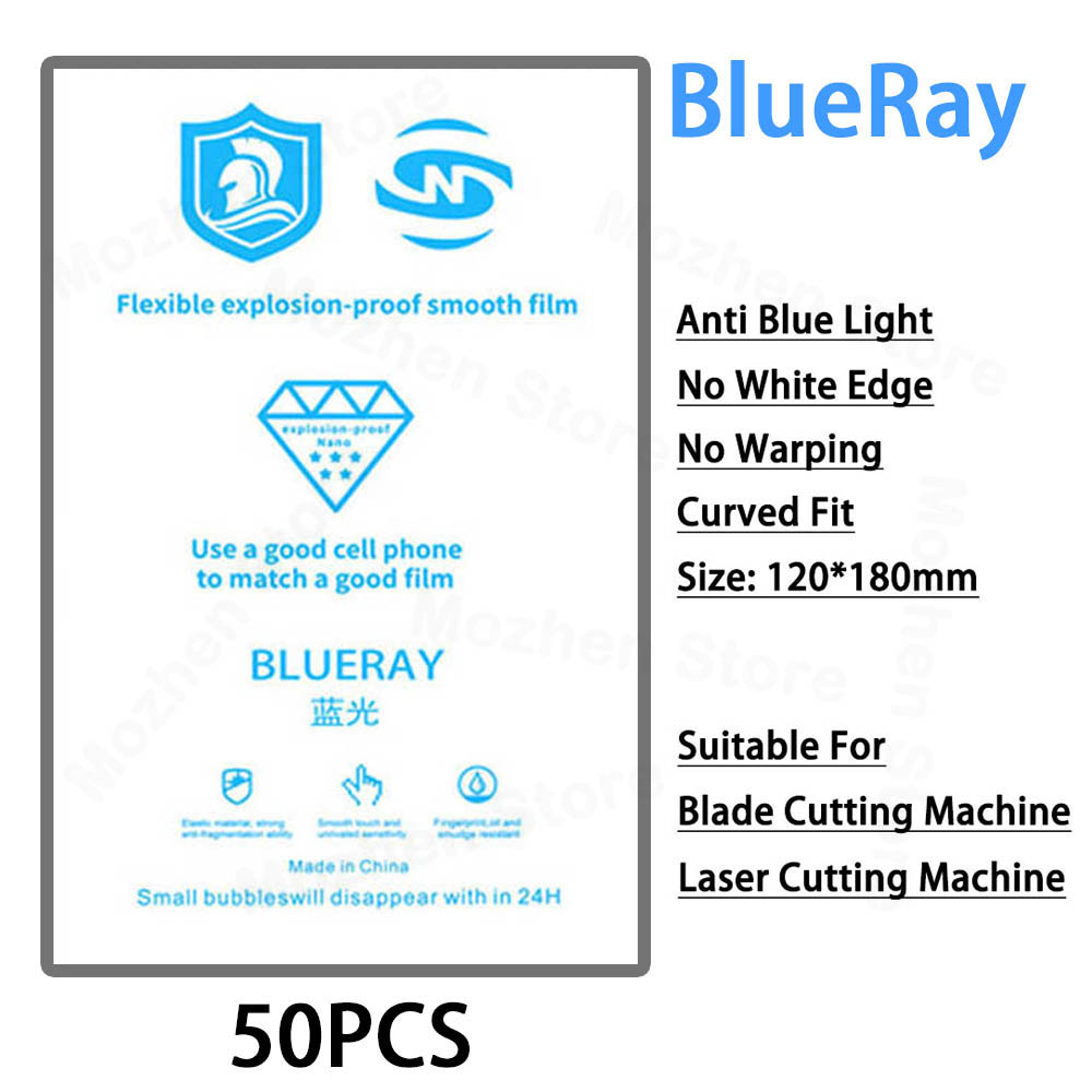 50pcs Hydrogel Film Privacy Screen Protector Matte HD Clear Sheet Anti-blue Ray Cellphone Movies for Auto Cut Machine Plotter: Blue