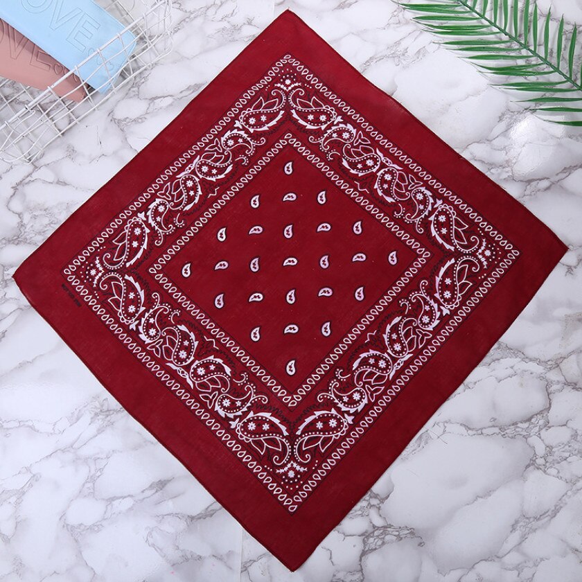 Hoofdband Unisex Mode Katoenen Bandana Vierkante Sjaal Voor Vrouwen Mannen Hoofdband Hoofddeksels Dubbelzijdig Hoofd Wrap Haaraccessoires: Wine Red