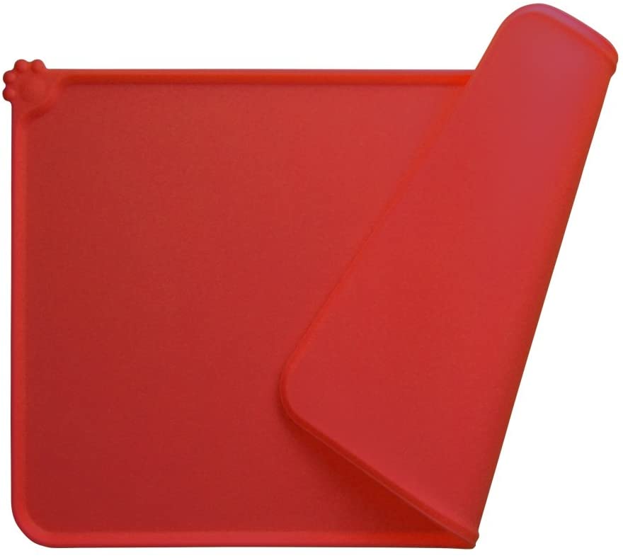 Esteras de silicona para comida de mascotas, bandeja antideslizante, cuenco para gatos y perros, Mantel Individual para perros y Gato, esteras de alimentación impermeables: Rojo / 47CMX30CM