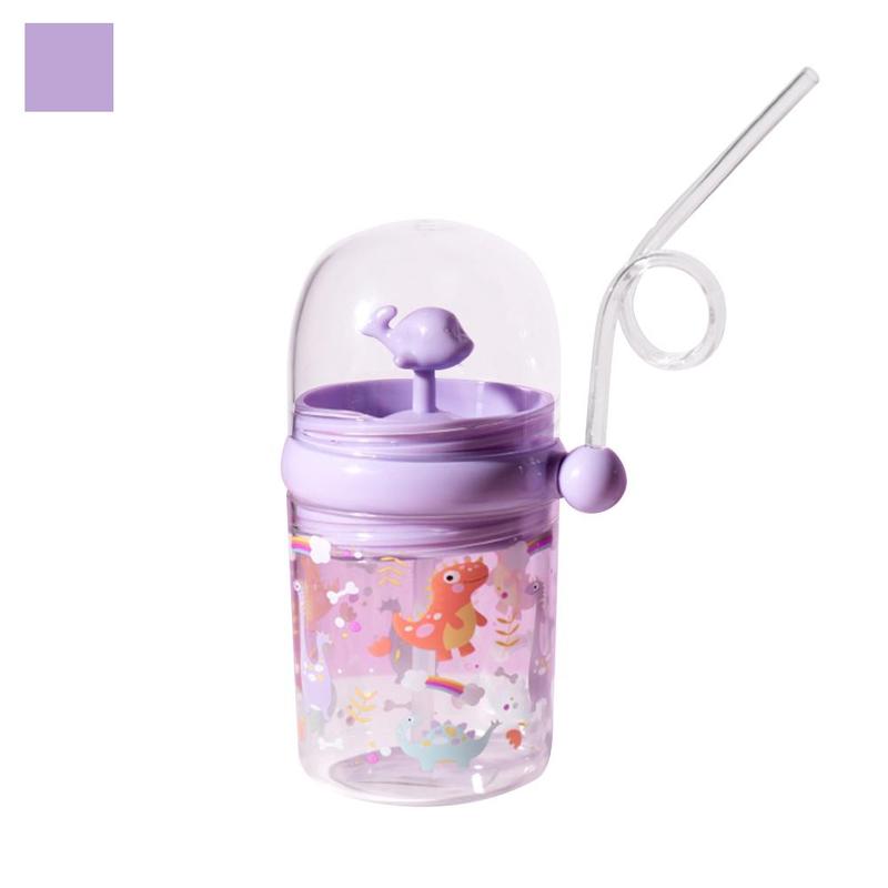 250 Ml Kinderen Grappig Whale Water Spray Drinkbeker Cartoon Zuigflessen Met Rietjes Draagbare Kinderen Cups Drinkware Cup: Purple