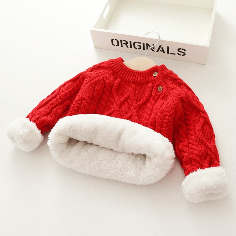 Babyjongens truien trui plus fluwelen dikke warme kinder gebreide jas jas voor peutermeisjes van 0-5 jaar dwq 602: Rood / 3t