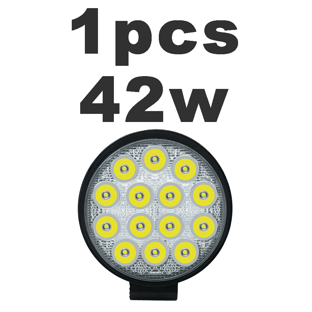 Aslent-Barra de luz Led redonda para obra, 4 pulgadas, 42W, 4200lm, faro delantero para Jeep, ATV, UAZ, SUV, 4WD, 4x4, camión, Tractor, todoterreno, 12v, 24v: 1pcs