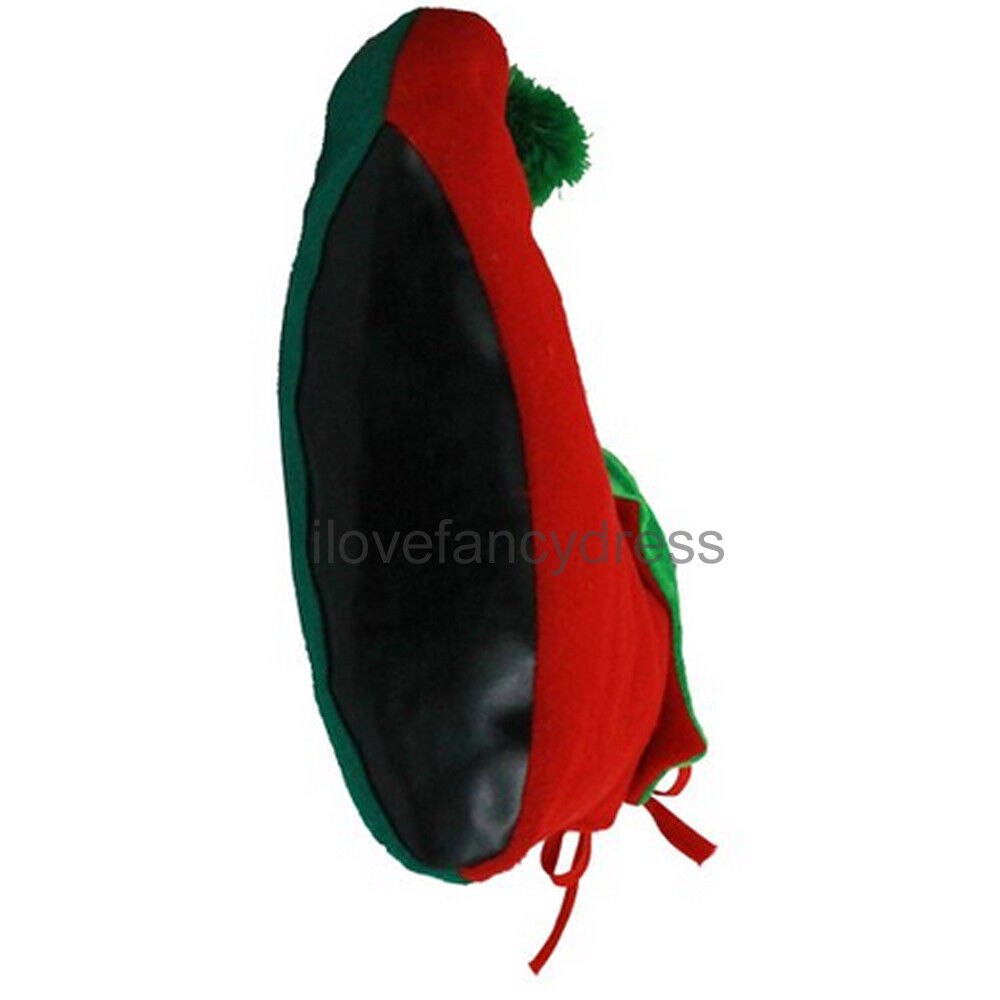 CHILD WEARABLE ELF BOOTS POM PIXIE ELF SHOES CHRISTMAS PARTY RED GREEN FANCYDRESS COSTUME ACCESSORY XMAS FAST