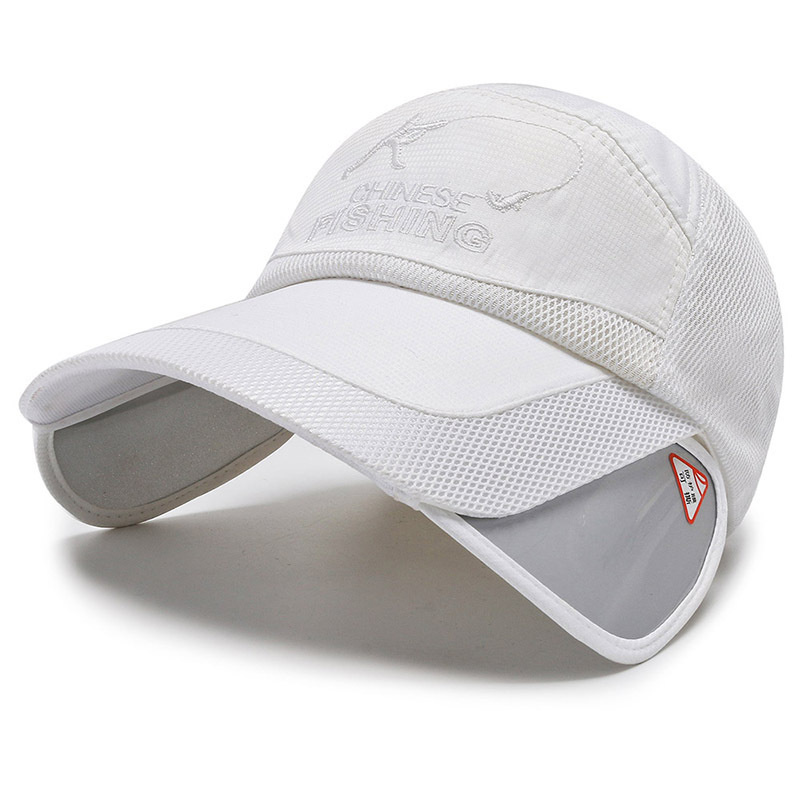 Zonnehoed Intrekbare Brede Rand Vissen Hoeden Uv-bescherming Ademend Verstelbare Baseball Cap Voor Strand Golf Hardlopen Tennis: WHITE