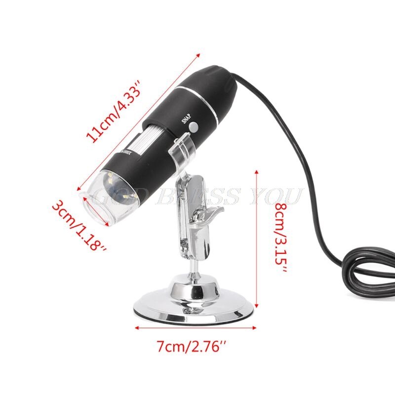 1600X USB Microscope numérique caméra Endoscope 8LED loupe avec support en métal directe