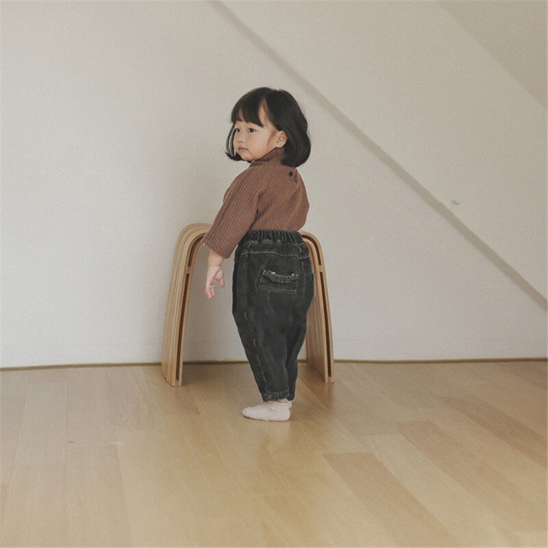 Children's Clothing Children's Corduroy Autumn and Winter Bottoming Shirt T-shirt Baby Bottoming Shirt: Brown / 2T