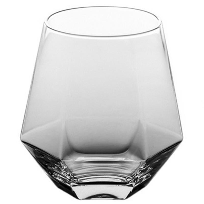 justdolife Whiskey Glass Flat Bottom Rock Glass Hexagon Drinking Glass Whiskey Wine Vodka Bar Club Beer Wine Glass: Dark Grey