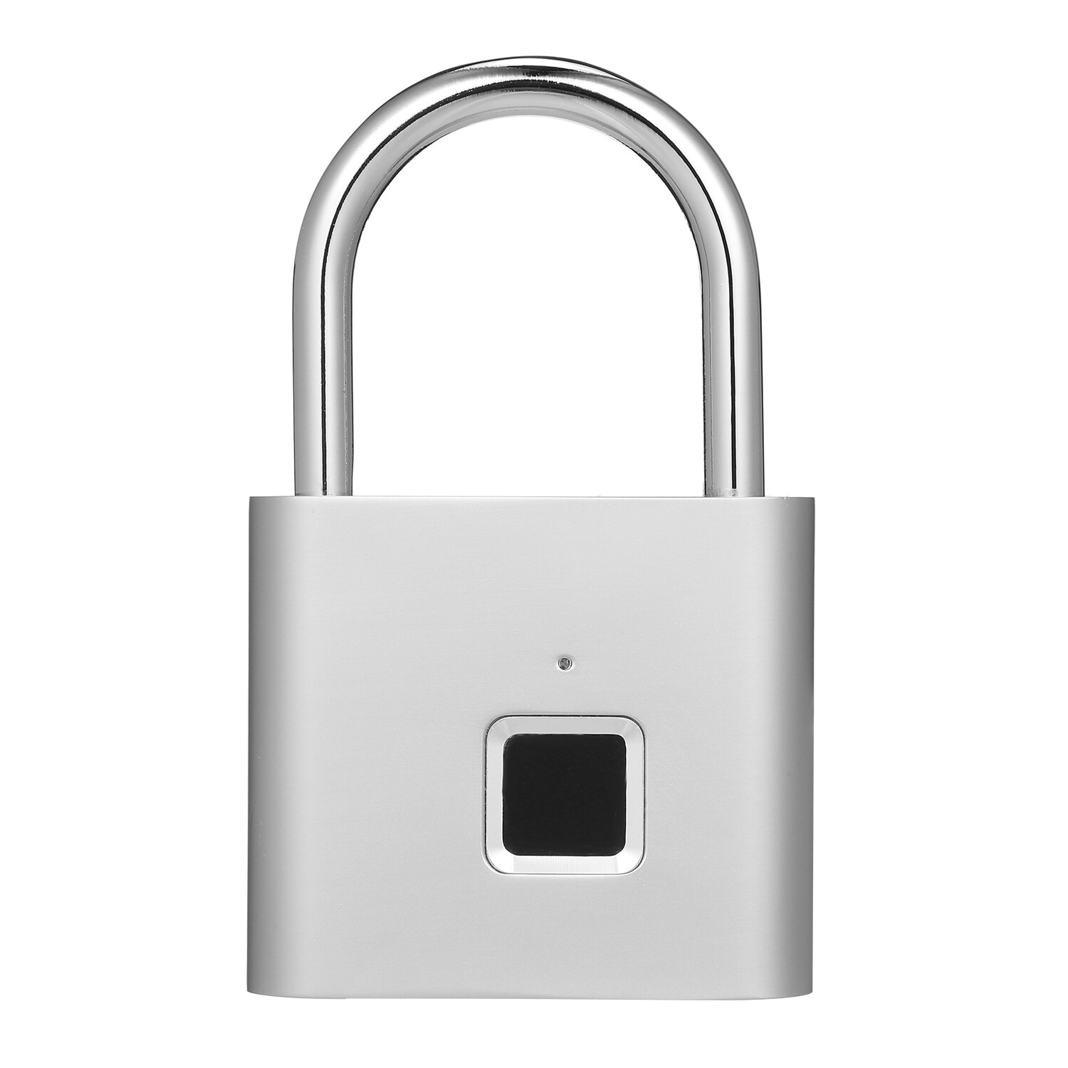 Smart Fingerprint Padlock Lock USB Rechargeable IP65 Waterproof No App Lock indoor and outdoor Lockers Bags Luggages Storage: Silver
