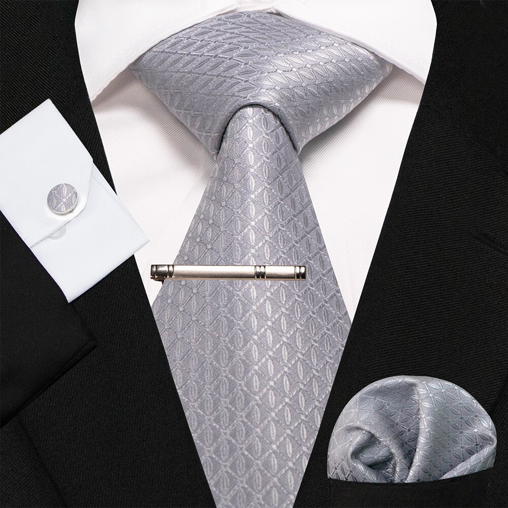 KAMBERFT-Corbata de seda a rayas azul marino para hombre, de , , conjunto de mancuernas, pañuelo, de negocios