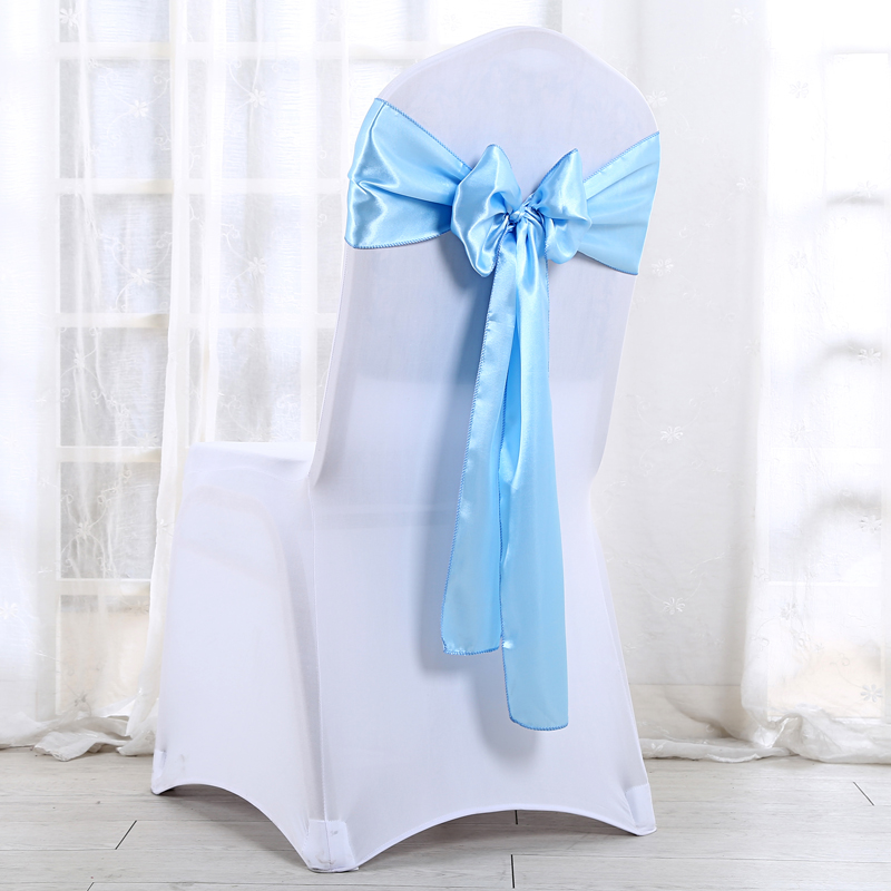 Bruiloft Stoel Sjerpen Bruiloft Stoel Bow Satin Stoel Sjerpen Lint Partij Stoel Band Decoratie Mariage: Sky Blue