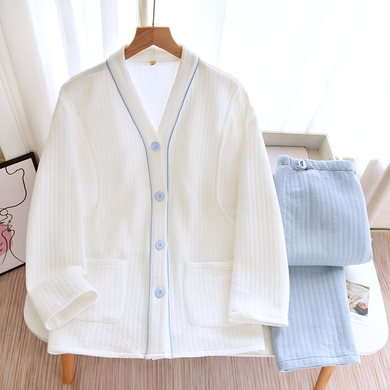 Neue Schwangere Frauen Pflege Pyjamas Set Verdickt Baumwolle Haft Kleidung Pijamas Winter Warme Stillen Hause Kleidung Anzug