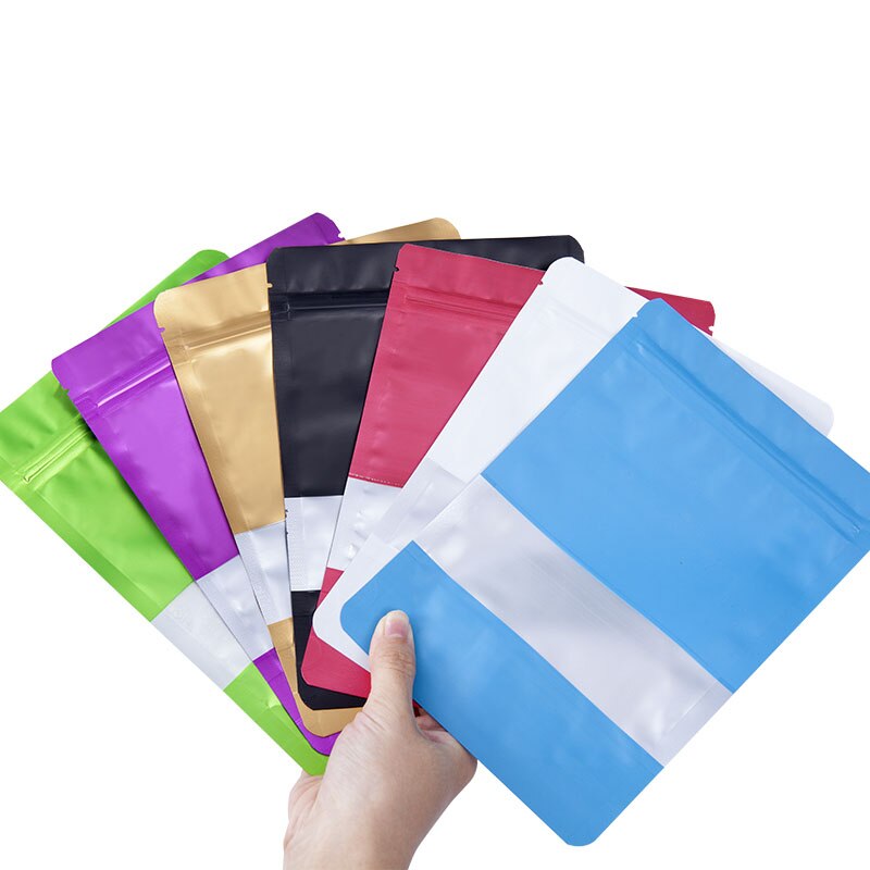 100pcs/lot Stand up Matt Aluminum Foil Ziplock Bag Doypack Coffee Food Powder Package Bag Foil Zip Storage Pouches