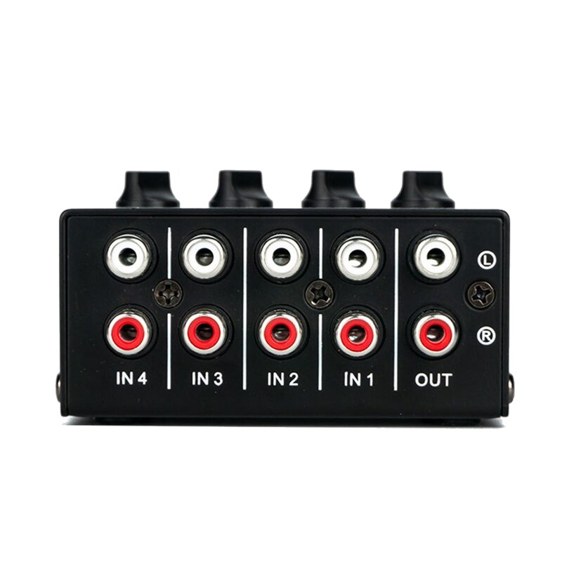 4 Channel Stereo Audio Mixer Support RCA Input and Output Mini Passive Stereo Mixer with Separate Volume Controls