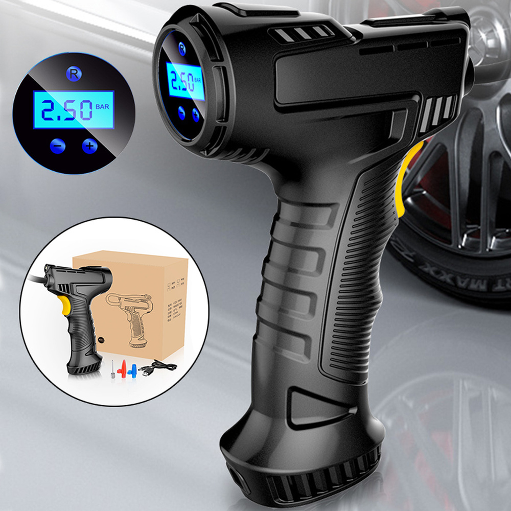 120W Tragbare Auto Reifen Pumper Wiederaufladbare Drahtlose Aufblasbare Pumpe Digital Anzeige Luftpumpe Automatische Reifen Inflator Ausrügestochen