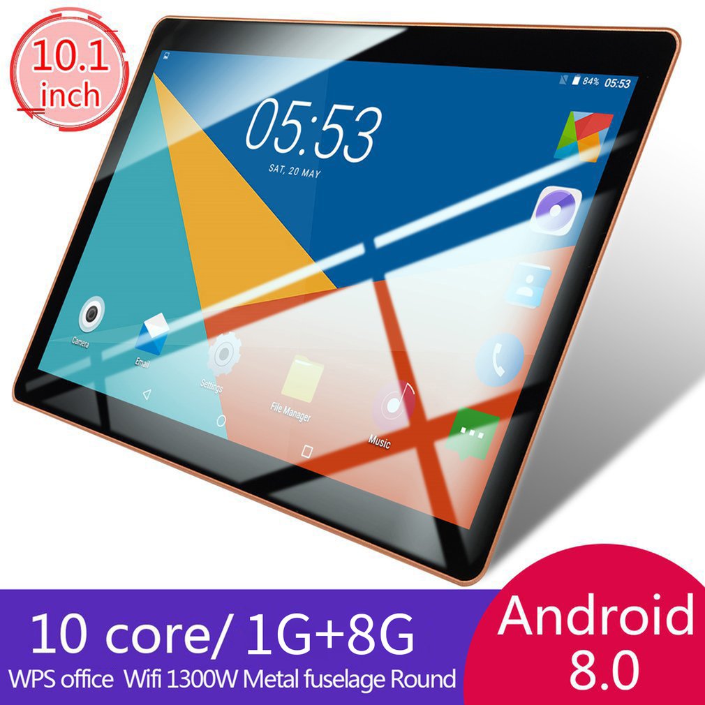 10.1 Inch Ips Scherm Android 8.0 Tien-Core Tablet Pc 6Gb + 64Gb Dual Sim-kaart Slots 3G Telefoongesprek Met Gps Fm (Us Eu Uk Au)