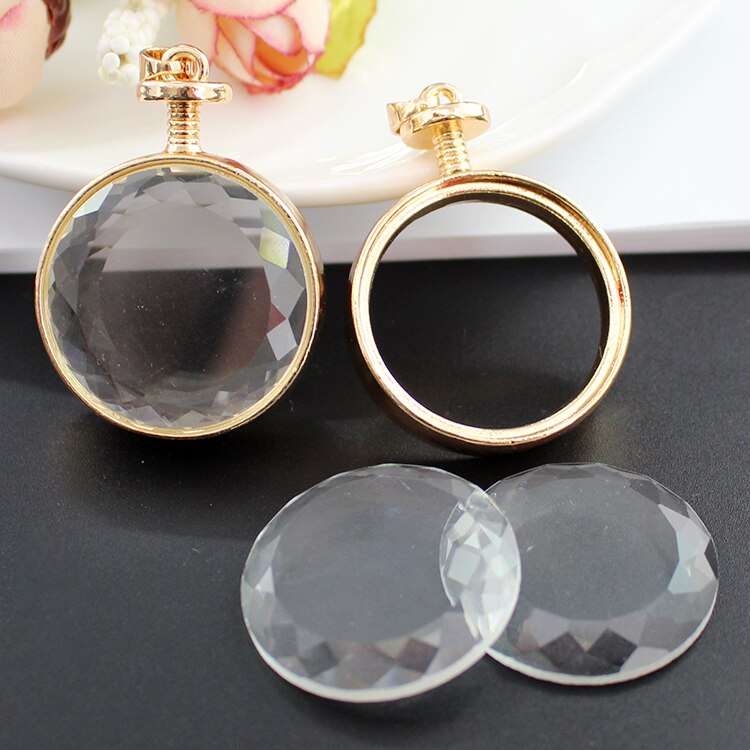 2PCS Medaillon Basis Einstellung Fit Mit 25mm Glas Cabochon Anhänger Diy Schmuck Finden Medaillon Halskette Anhänger: 33MM Round Gold