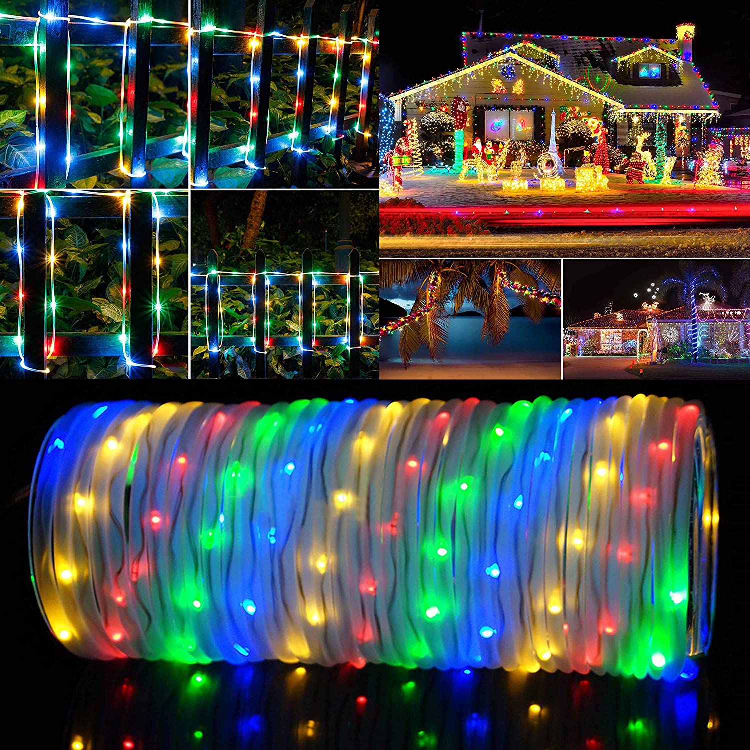 8Modes LED Rainbow Tube String Lights 5m 10m Outdoor Waterproof Neon Strip Fairy Lamp for Garden Christmas Wedding Party