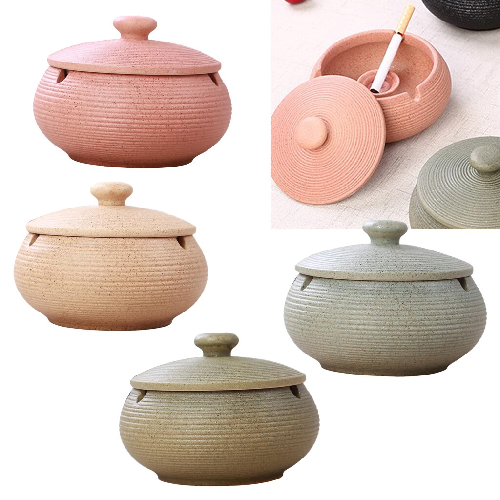 Cenicero de cerámica con tapa Cenicero redondo cenicero para oficina en casa