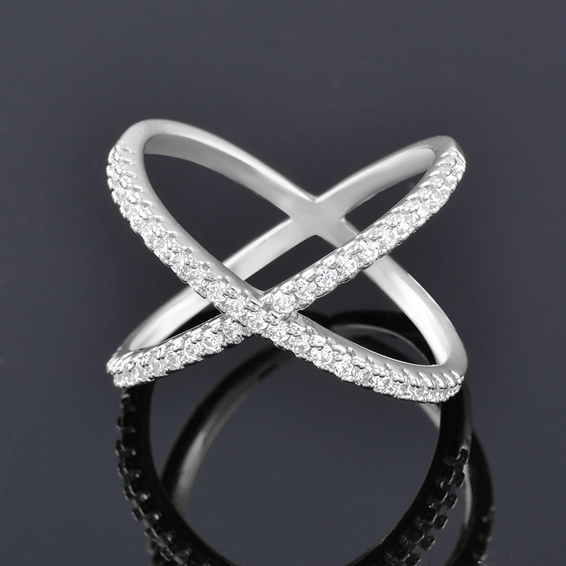 Sinleery Trendy X Vorm Cross Trouwringen Rose Geel Goud Zilver Kleur Micro Verharde Crystal Ringen Voor Vrouwen Sieraden JZ008 ssb