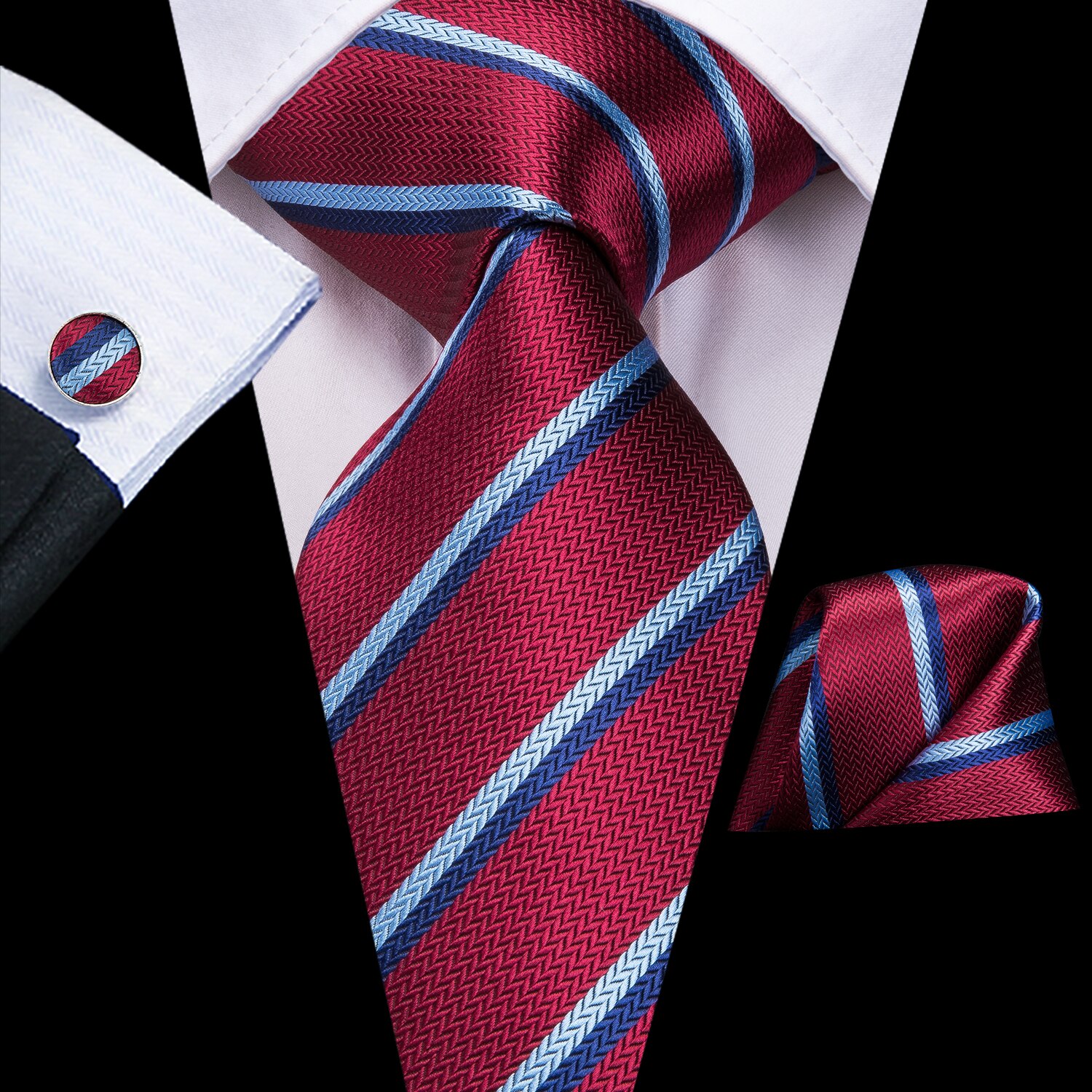 Hi-Tie Heren Cadeau Stropdas Set Rode Wijn Bordeaux Paisley Zijden Bruiloft Stropdas Voor Mannen Hanky manchetknoop: Oranje