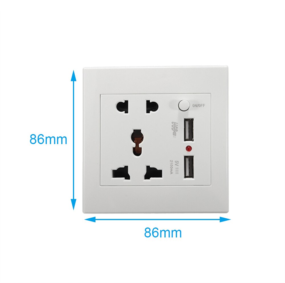 SUMMAO AC110-250V 13A Universal Wall Socket Hotel Multifunction Outlet With 2 USB Port Charger Bedroom ON/OFF Button Sockets