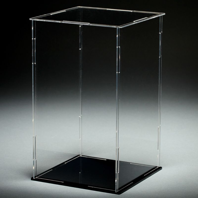 Helder Acryl Vitrine Zwarte Basis Stofdicht Bescherming Model Speelgoed Tonen Doos