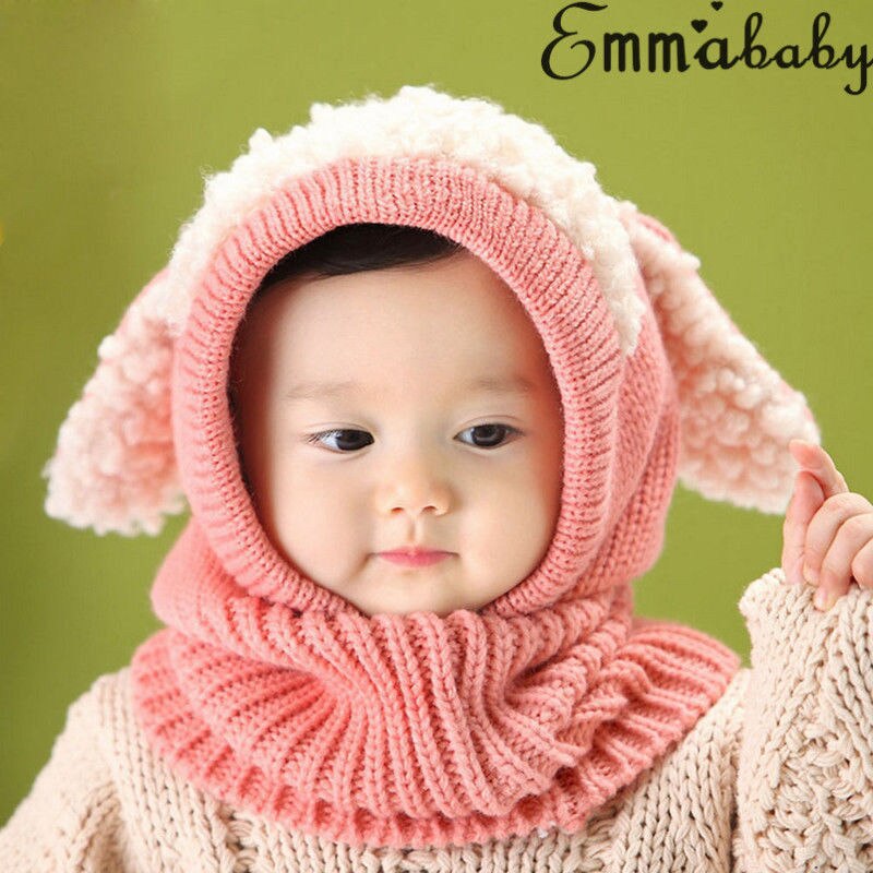 Emmababy 6-36m nyfødte børn baby dreng pige pels pom hat vinter varm strik bobble beanie cap tørklæde