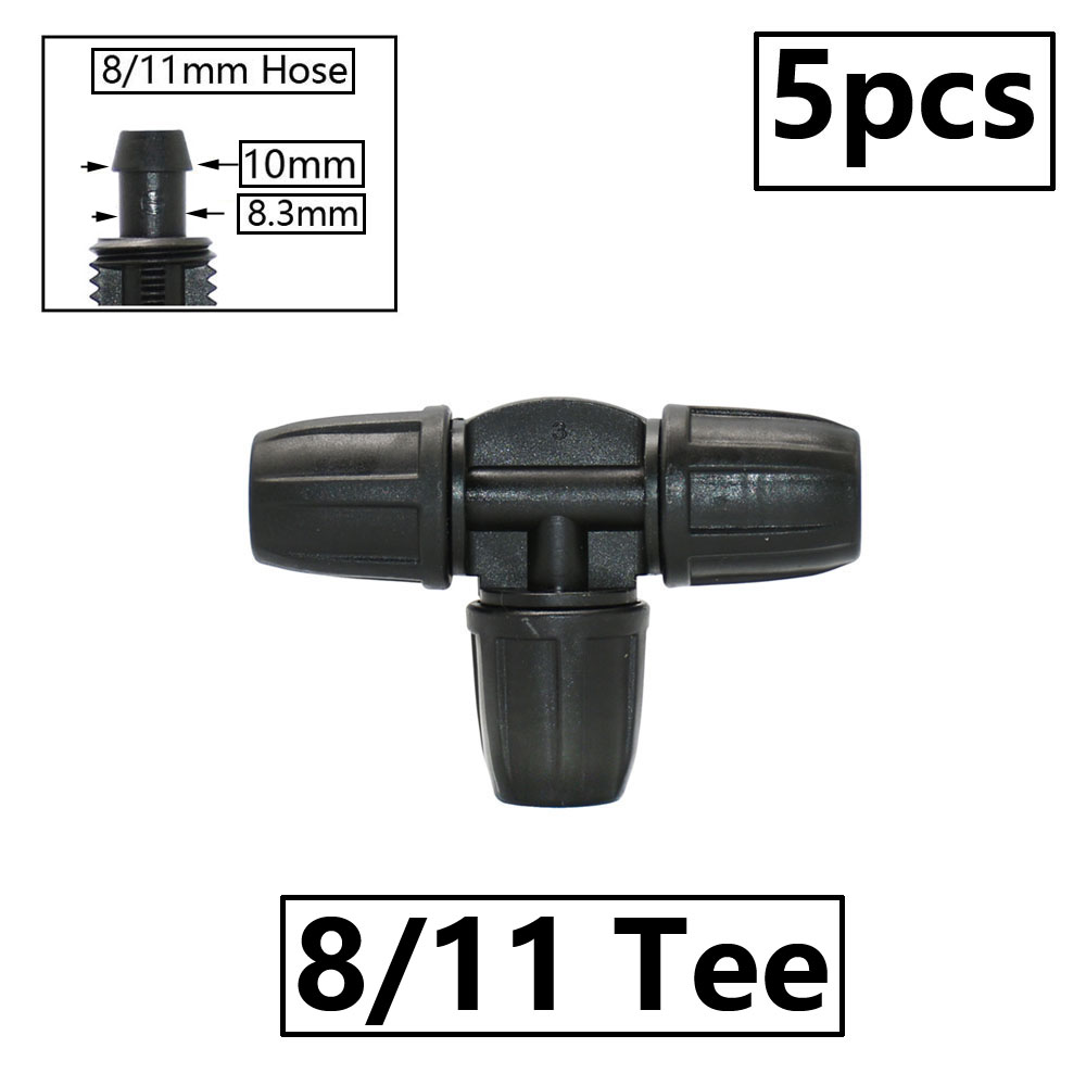 3/8" Bewässerung Gartenschlauch Anschluss 8/11 4/7 3/5mm Schlauch Reduzierstück gemeinsam T-Stück Winkel Endstopfen Tropfbewässerungssystem passend zu