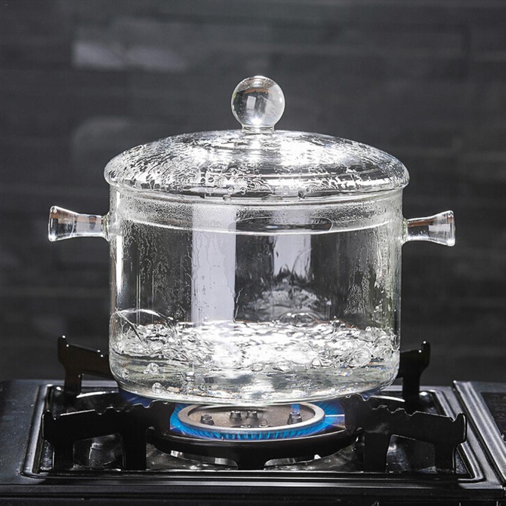 1300ml värmebeständigt glas soppkruka stockpot transparent soppkokare koka vatten snabbnudlar grötkokare stock pot med