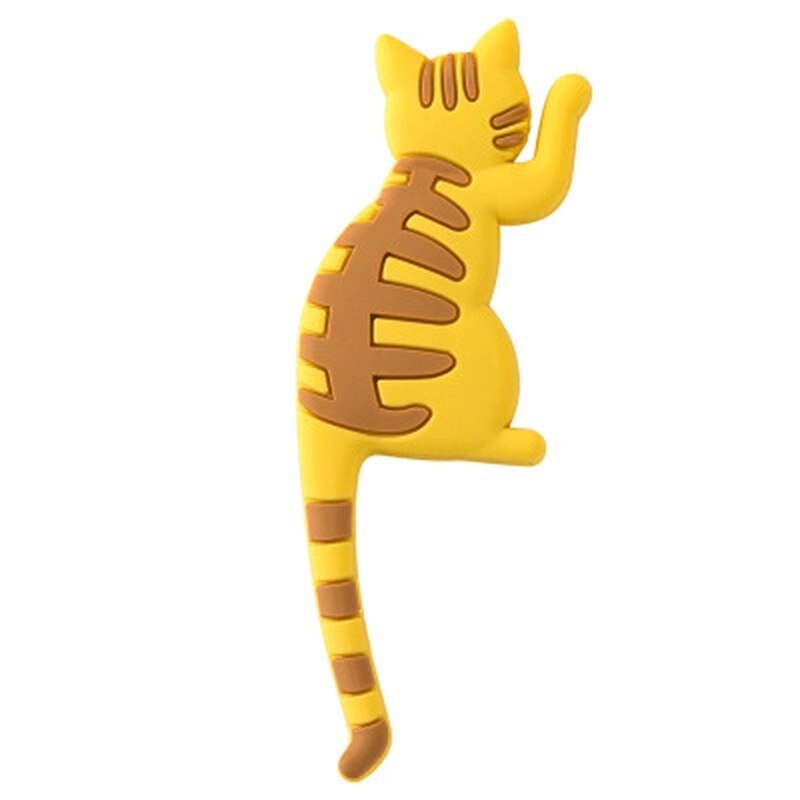 Magnet Hooks Cute Cartoon Cat Magnetic Fridge Refrigerator Sticker for Home Cat Shape Magnet Fridge Stickers: yellow