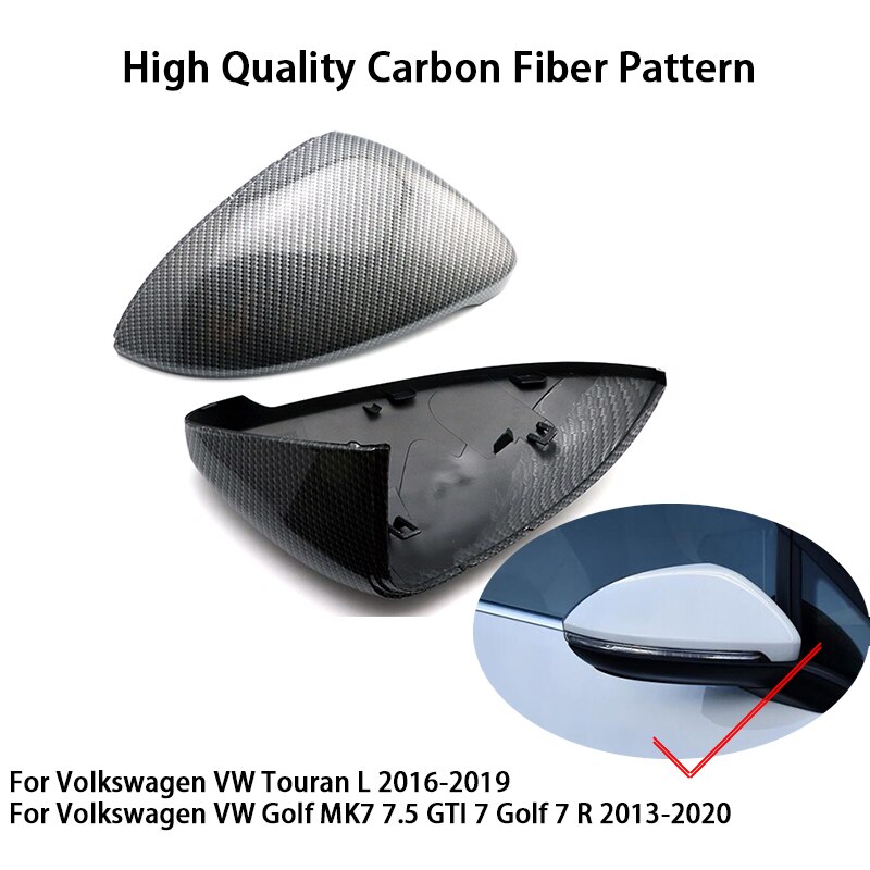 Carbon Look Side Wing Mirror Cover for VW Golf 7.5 MK7 7 GTD R GTI 6 Passat B7 CC Scirocco Polo 6R 6C MK6 Cap for Jetta 6 MKVI: Carbon Fiber Look -2