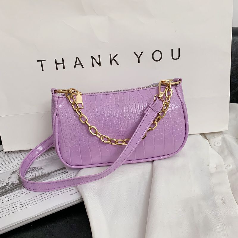 Damenhandtaschen aus pu-leder, henkeltaschen, umhängetaschen mit krokodilmuster, schultertaschen, schlichte damenhandtaschen: Lila
