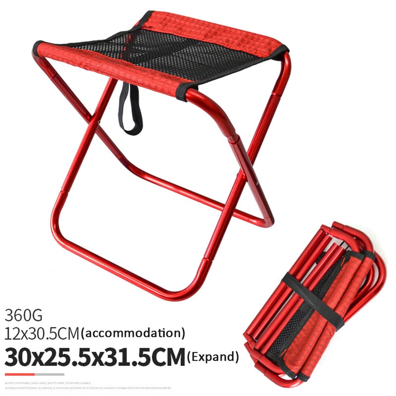 Outdoor Klapstoelen Licht Vissen Lokken Camping Barbecue Opgesteld Schets Ademend Mesh Vouwen Kruk Met Zak