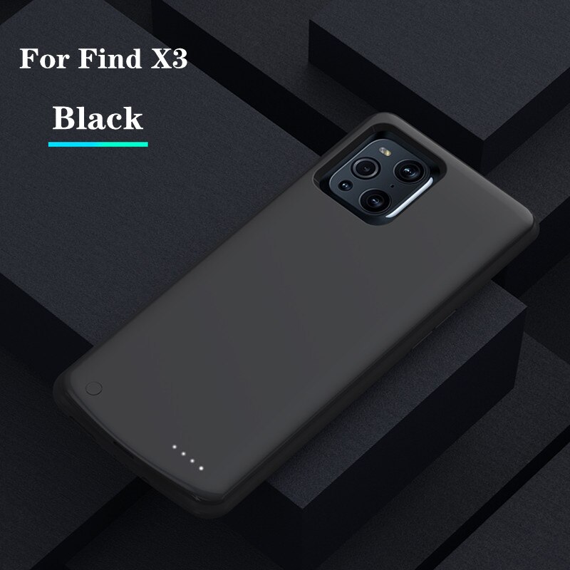 Fundas de cargador de batería inteligente, 6800mAh, para Find X3 Pro, Banco de carga de energía externa, funda de batería para OPPO Find X3: Black For Find X3