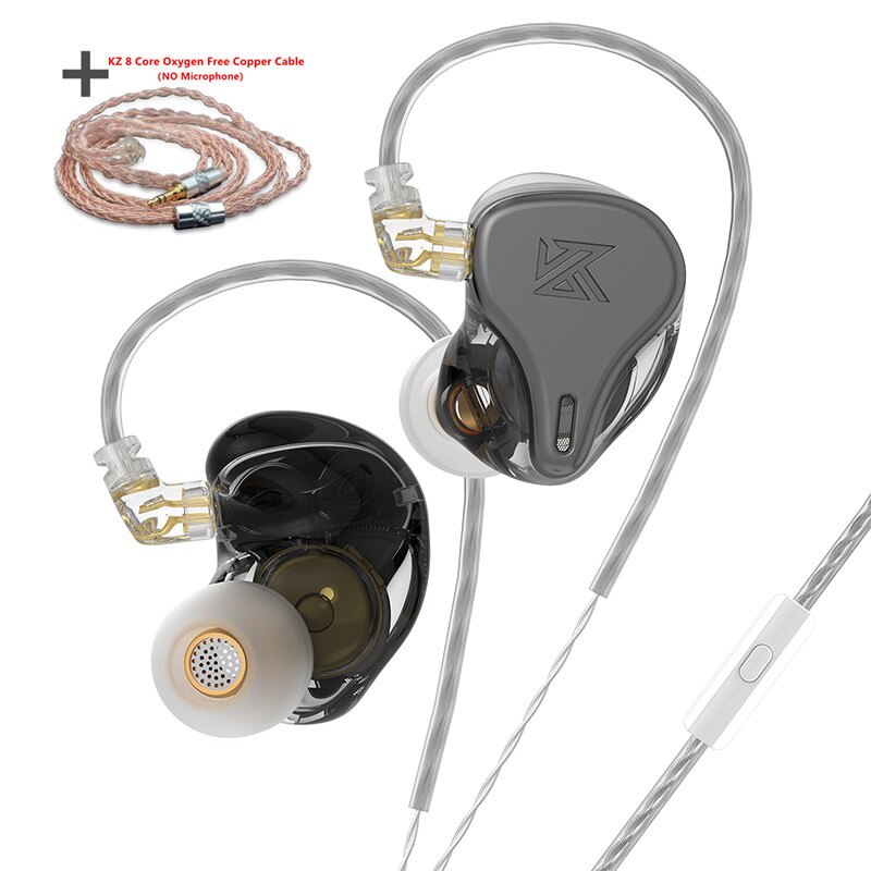KZ × HBB-auriculares internos DQ6S, cascos metálicos HiFi con Monitor de música, ZEX PRO EDX PRO ZSX ZAX ZAS ZS10PRO CRA DQ6: gray mic(OFC