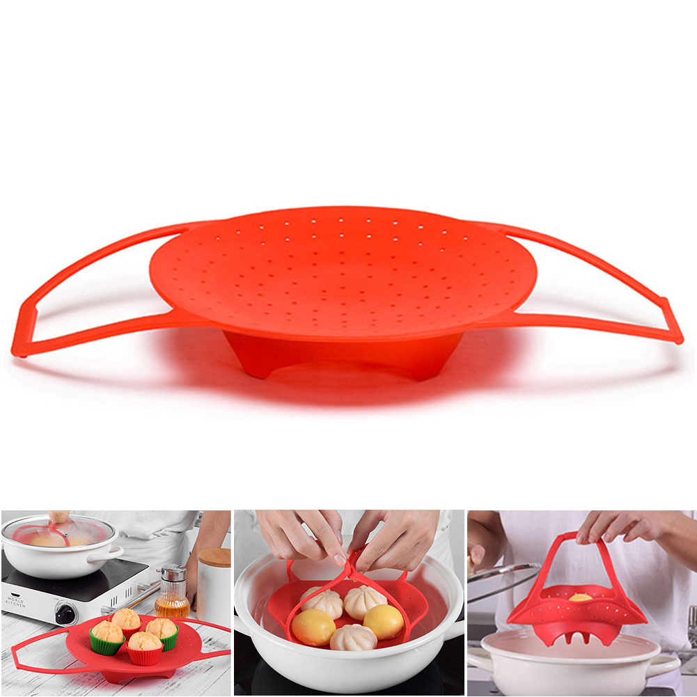 Steamer Basket Food Kitchen Tool Durable Expandable Folding Multifunction Useful Heat-Resistant Cooker Vegetable Silicone