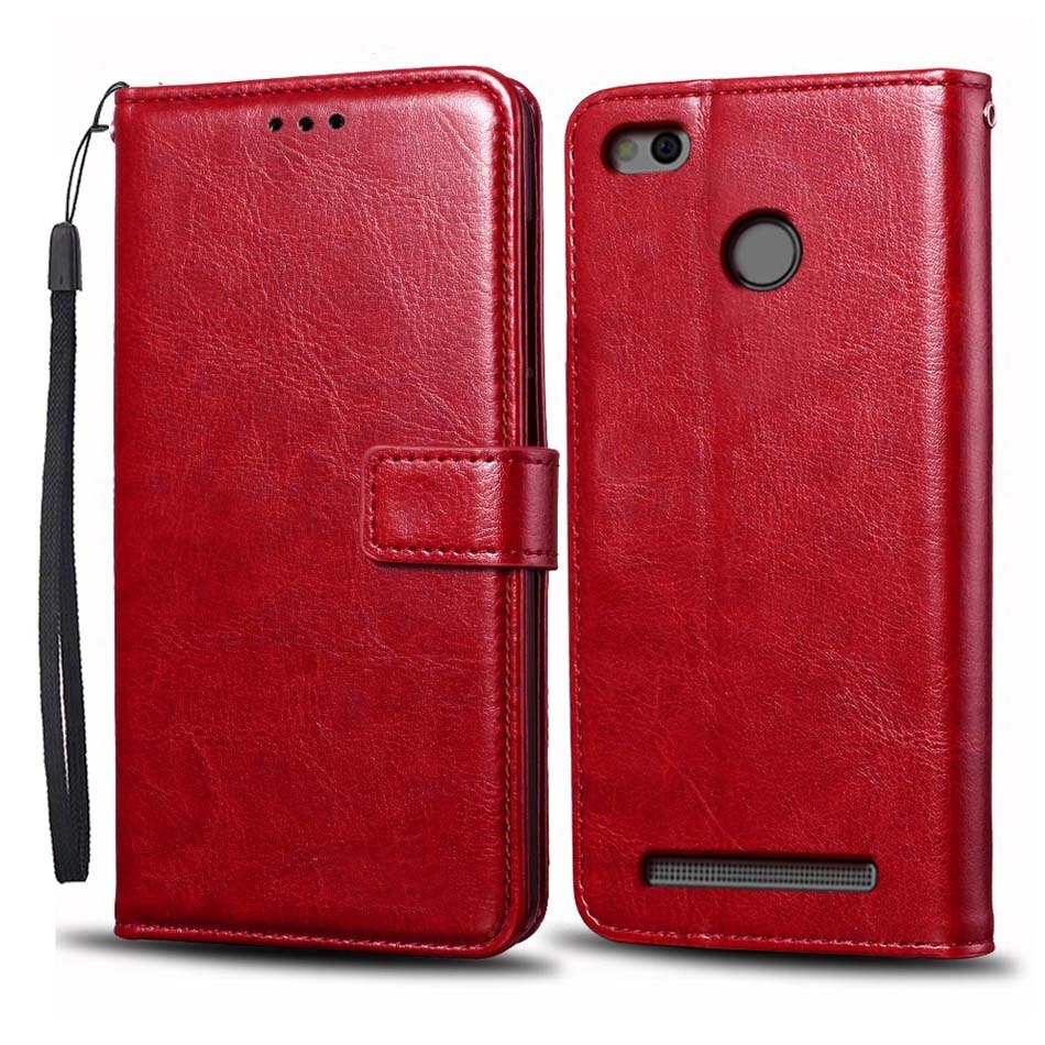 Funda abatible para Xiaomi Redmi 3 Pro funda Redmi 3 S 3 S Pro funda de silicona suave funda de cuero para Redmi 3 s/para Xiaomi Redmi 3 Pro: For Redmi 3S / Style 1 Red