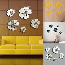 DIY Acrylic Wall Sticker 3d Mirror Art Flower Removable Living Room Bedroom Wall Decoration Wall Tile Glass