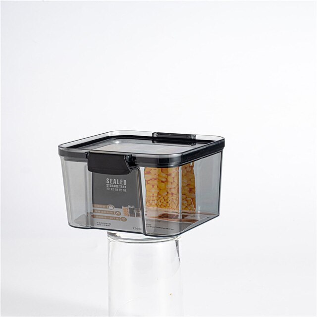Küche Lagerung Container Snacks Bohnen Reis Nüsse Lebensmittel Lagerung Gläser Kunststoff Behälter Versiegelt Frische Lagerung Küche Liefert: Schwarz 700ml